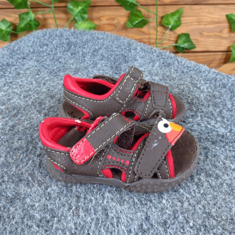 Sesame Street Elmo Toddler Fisherman Sandals Size 1W‎ Casual Brown Red Shoes